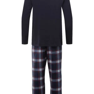 Marlon Sleepwear Mens Check Pyjamas In Navy*Women Nightwear