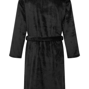 Marlon Sleepwear Mens Collared Fleece Robe In Black*Women Nightwear