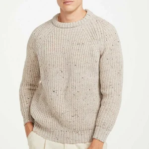 Aran Woollen Mills Men'S Crew Neck Raglan Sweater In Beige* Him