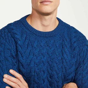 Aran Woollen Mills Men'S Crew Neck Sweater In Blue* Him