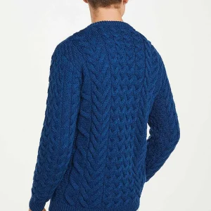 Aran Woollen Mills Men'S Crew Neck Sweater In Blue* Him