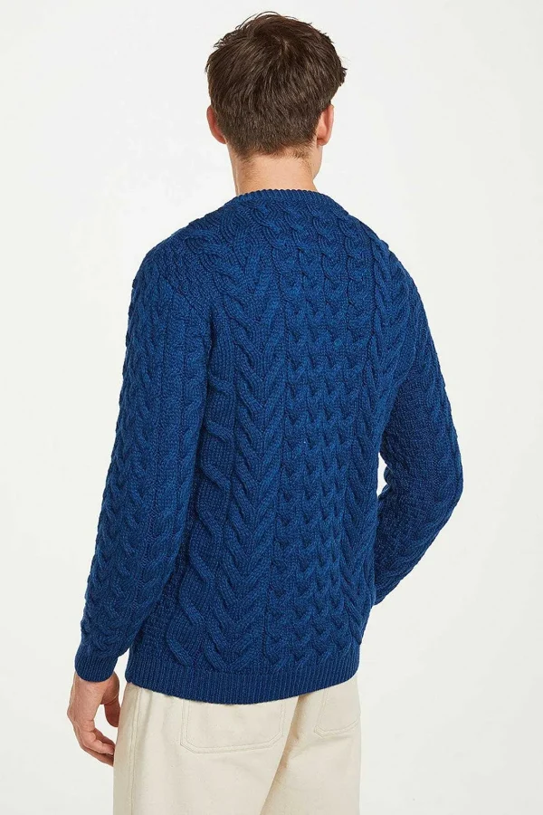 Aran Woollen Mills Men'S Crew Neck Sweater In Blue* Him