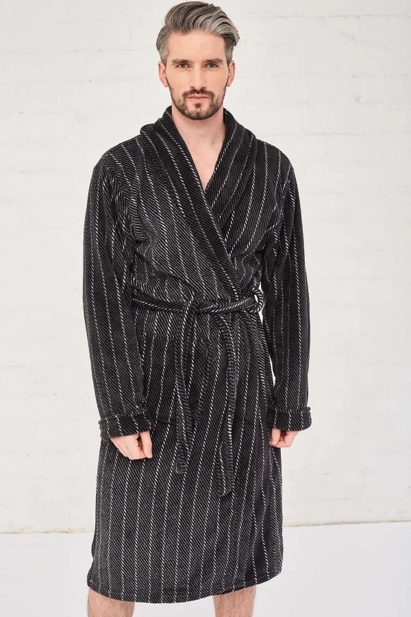 Portland Mens Luxury Dressing Gown In Charcoal* Him