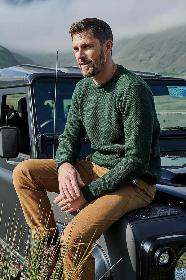 Aran Woollen Mills Men'S Roll Neck Sweater In Green* Him