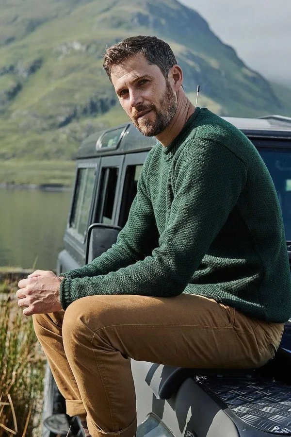 Aran Woollen Mills Men'S Roll Neck Sweater In Green* Him