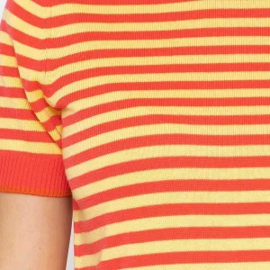 Kelly & Grace Weekend Merino Stripe Crew In Coral*Women Jumpers & Cardigans