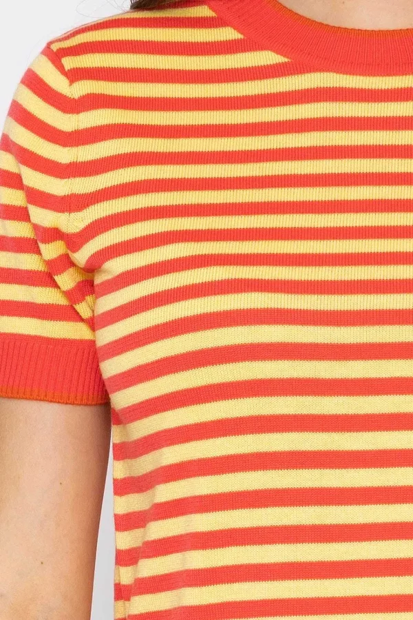Kelly & Grace Weekend Merino Stripe Crew In Coral*Women Jumpers & Cardigans