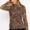 Rowen Avenue Mesh High Neck Top In Leopard Print*Women Tops & Blouses