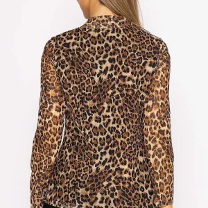 Rowen Avenue Mesh High Neck Top In Leopard Print*Women Tops & Blouses