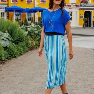 Pala D'oro Midi Pleated Skirt In Blue Print*Women Skirts & Shorts