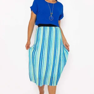 Pala D'oro Midi Pleated Skirt In Blue Print*Women Skirts & Shorts