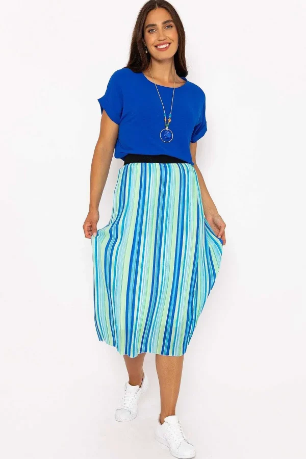 Pala D'oro Midi Pleated Skirt In Blue Print*Women Skirts & Shorts