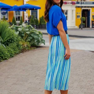 Pala D'oro Midi Pleated Skirt In Blue Print*Women Skirts & Shorts