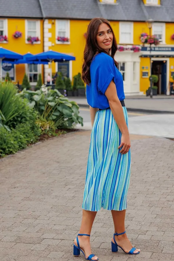 Pala D'oro Midi Pleated Skirt In Blue Print*Women Skirts & Shorts