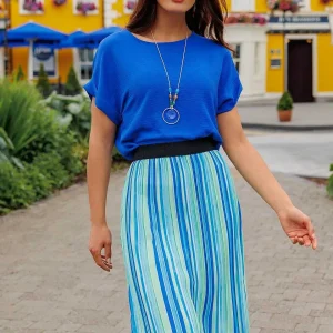 Pala D'oro Midi Pleated Skirt In Blue Print*Women Skirts & Shorts