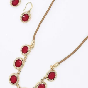 Joularie Multi Stone Necklace In Red* Necklaces