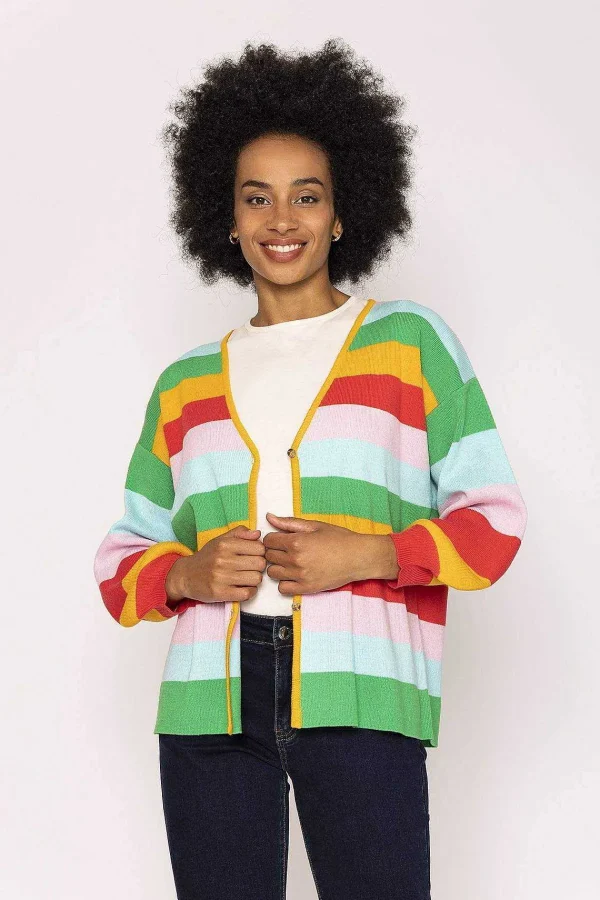 Kelly & Grace Weekend Multi Stripe Cardigan*Women Jumpers & Cardigans