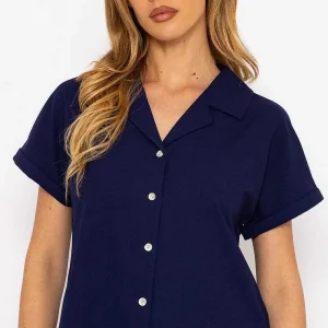 Rowen Avenue Navy Camp Collar Shirt*Women Tops & Blouses