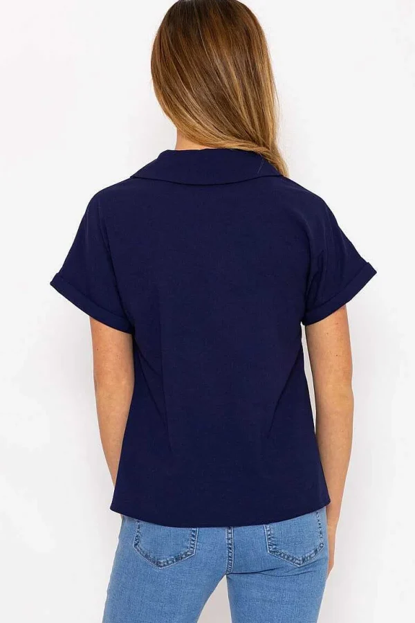 Rowen Avenue Navy Camp Collar Shirt*Women Tops & Blouses