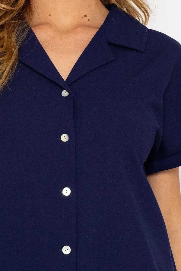 Rowen Avenue Navy Camp Collar Shirt*Women Tops & Blouses