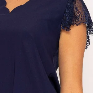 Rowen Avenue Navy Cap Sleeve Lace Top*Women Tops & Blouses