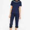 Kelly & Grace Weekend Navy Neck Print T-Shirt*Women Tops & Blouses