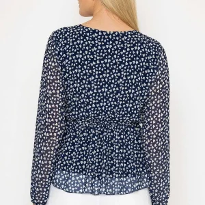 Pala D'oro Navy Peplum Top*Women Tops & Blouses