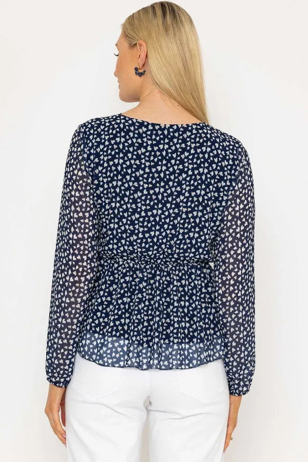 Pala D'oro Navy Peplum Top*Women Tops & Blouses