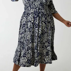 Nova of London Navy Printed Midi Dress*Women Dresses