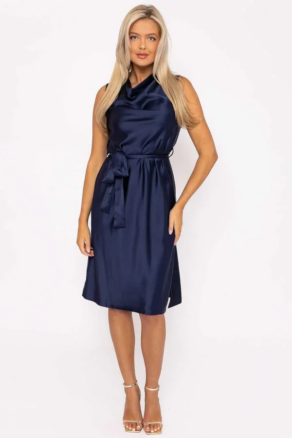 Rowen Avenue Navy Satin Cowl Neck Dress*Women Dresses & Jumpsuits