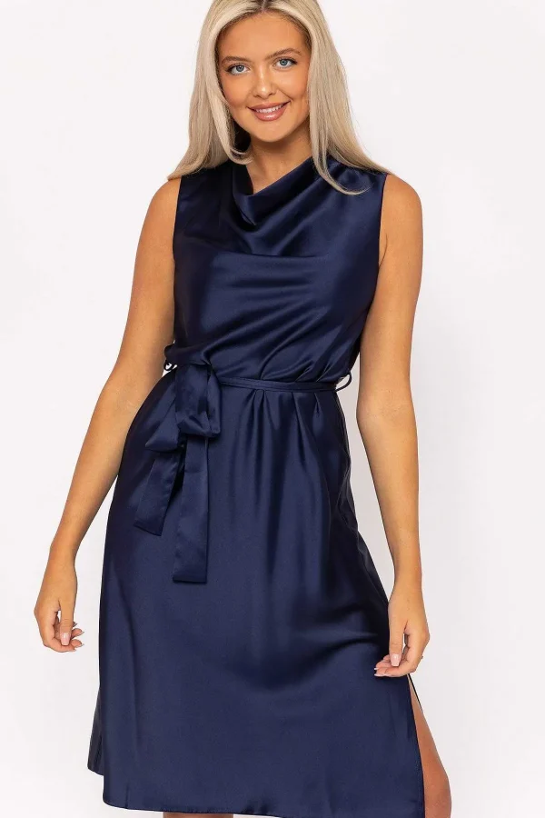 Rowen Avenue Navy Satin Cowl Neck Dress*Women Dresses & Jumpsuits