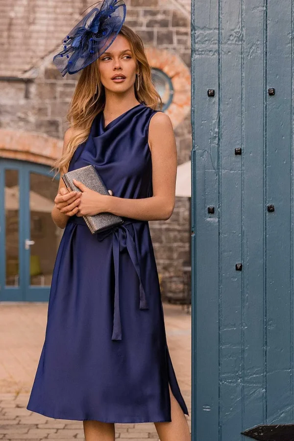 Rowen Avenue Navy Satin Cowl Neck Dress*Women Dresses & Jumpsuits