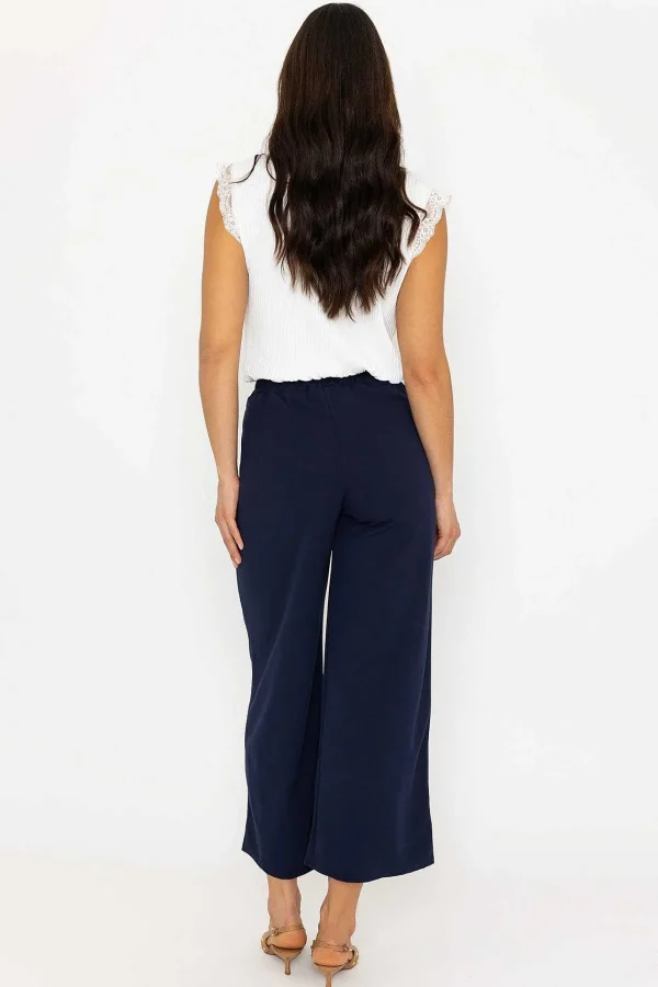 Pala D'oro Navy Wide Leg Scuba Trousers*Women Jeans & Trousers