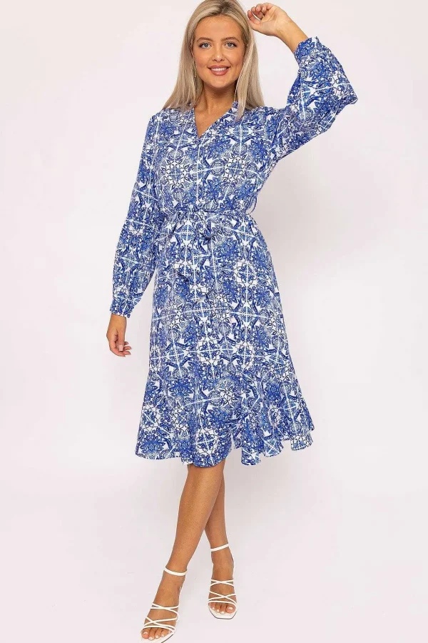 Rowen Avenue Norah Blue Printed Midi Dress* Sale Dresses