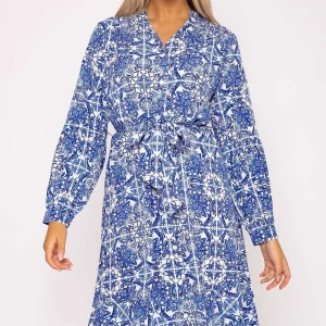 Rowen Avenue Norah Blue Printed Midi Dress* Sale Dresses