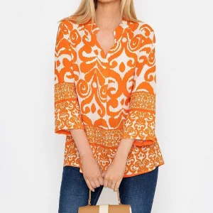 Pala D'oro Olivia Top In Orange Print*Women Tops & Blouses