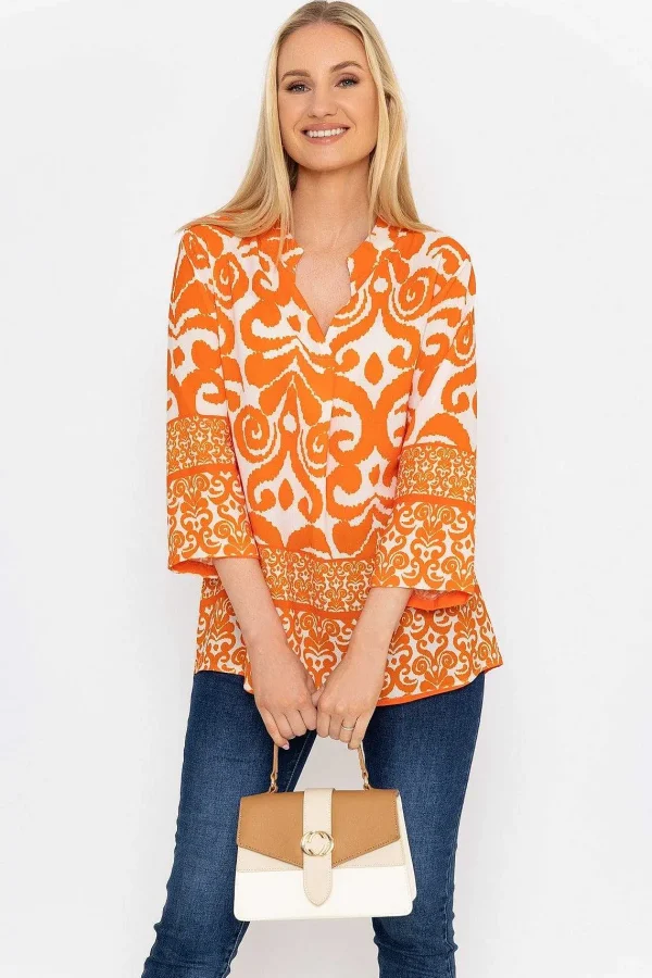 Pala D'oro Olivia Top In Orange Print*Women Tops & Blouses