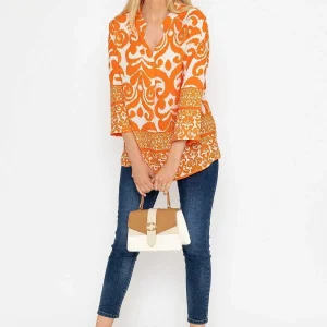 Pala D'oro Olivia Top In Orange Print*Women Tops & Blouses