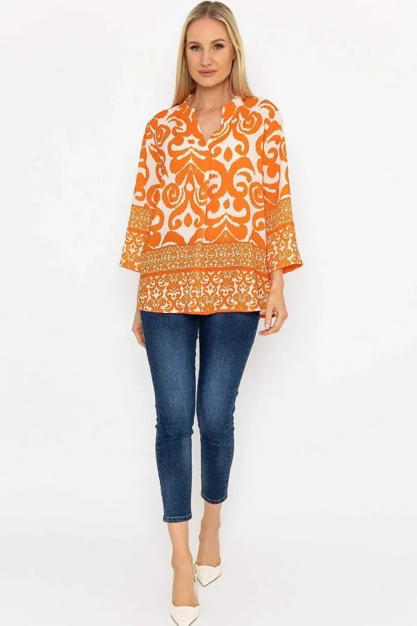 Pala D'oro Olivia Top In Orange Print*Women Tops & Blouses