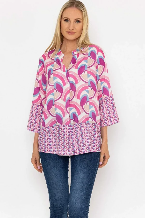 Pala D'oro Olivia Top In Pink Print*Women Tops & Blouses