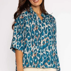 Pala D'oro Olivia Top In Teal Print*Women Tops & Blouses