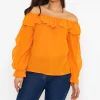 Pala D'oro Orange Bardot Frill Top*Women Tops & Blouses