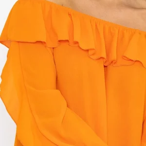 Pala D'oro Orange Bardot Frill Top*Women Tops & Blouses