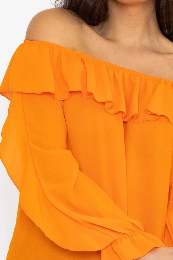 Pala D'oro Orange Bardot Frill Top*Women Tops & Blouses