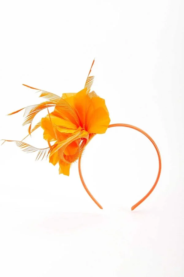 SOUL Accessories Orange Feather Flower Fascinator* Fascinators