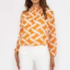 Pala D'Oro Orange High Neck Printed Top*Women Tops & Blouses