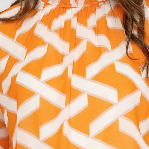 Pala D'Oro Orange High Neck Printed Top*Women Tops & Blouses