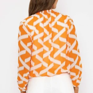 Pala D'Oro Orange High Neck Printed Top*Women Tops & Blouses