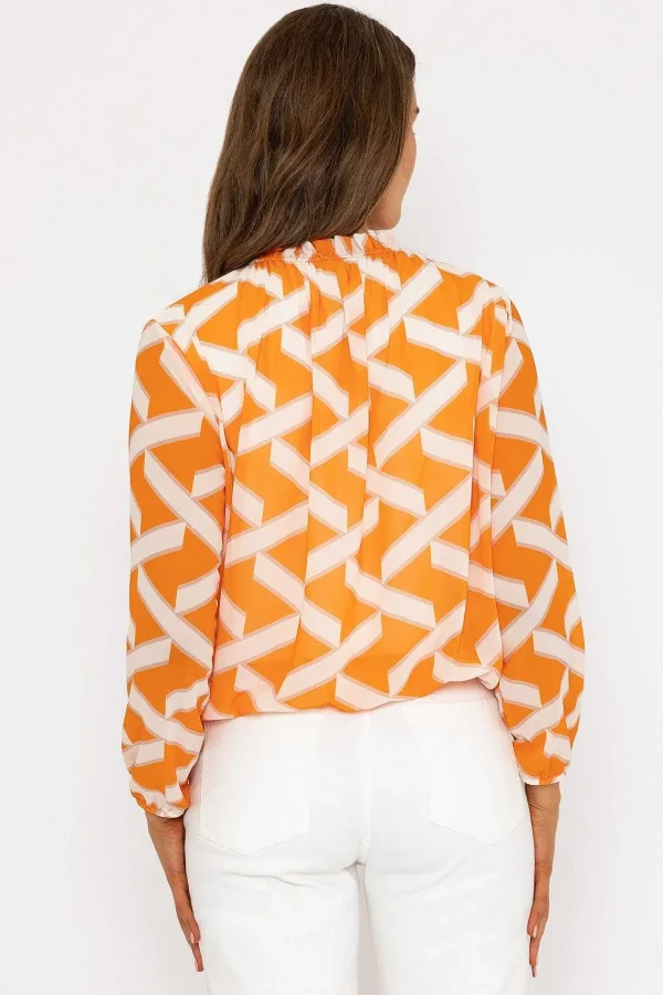 Pala D'Oro Orange High Neck Printed Top*Women Tops & Blouses