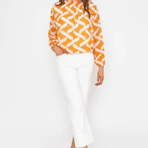 Pala D'Oro Orange High Neck Printed Top*Women Tops & Blouses